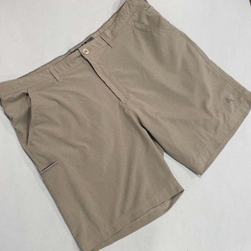 ~ Hook & Tackle 40 Mens Shorts Gray Grey Grayish-Tan Greige Tan Fishing Ripstop